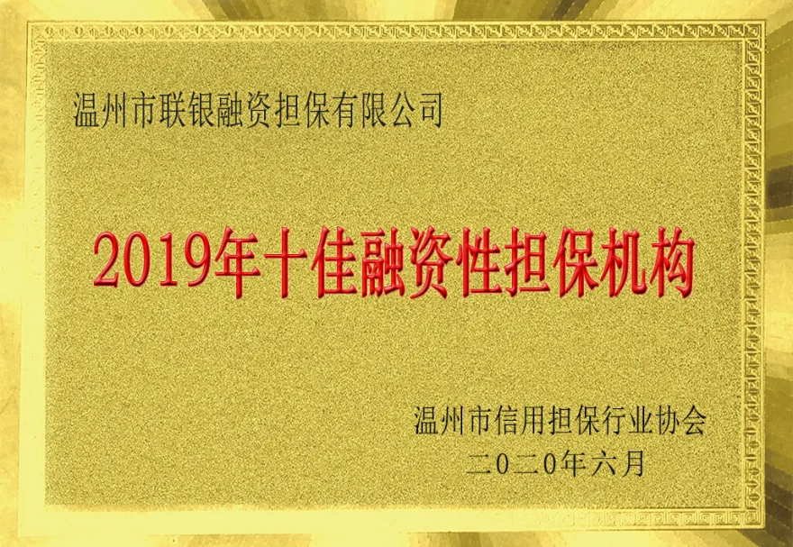 联银担保资质荣誉 8